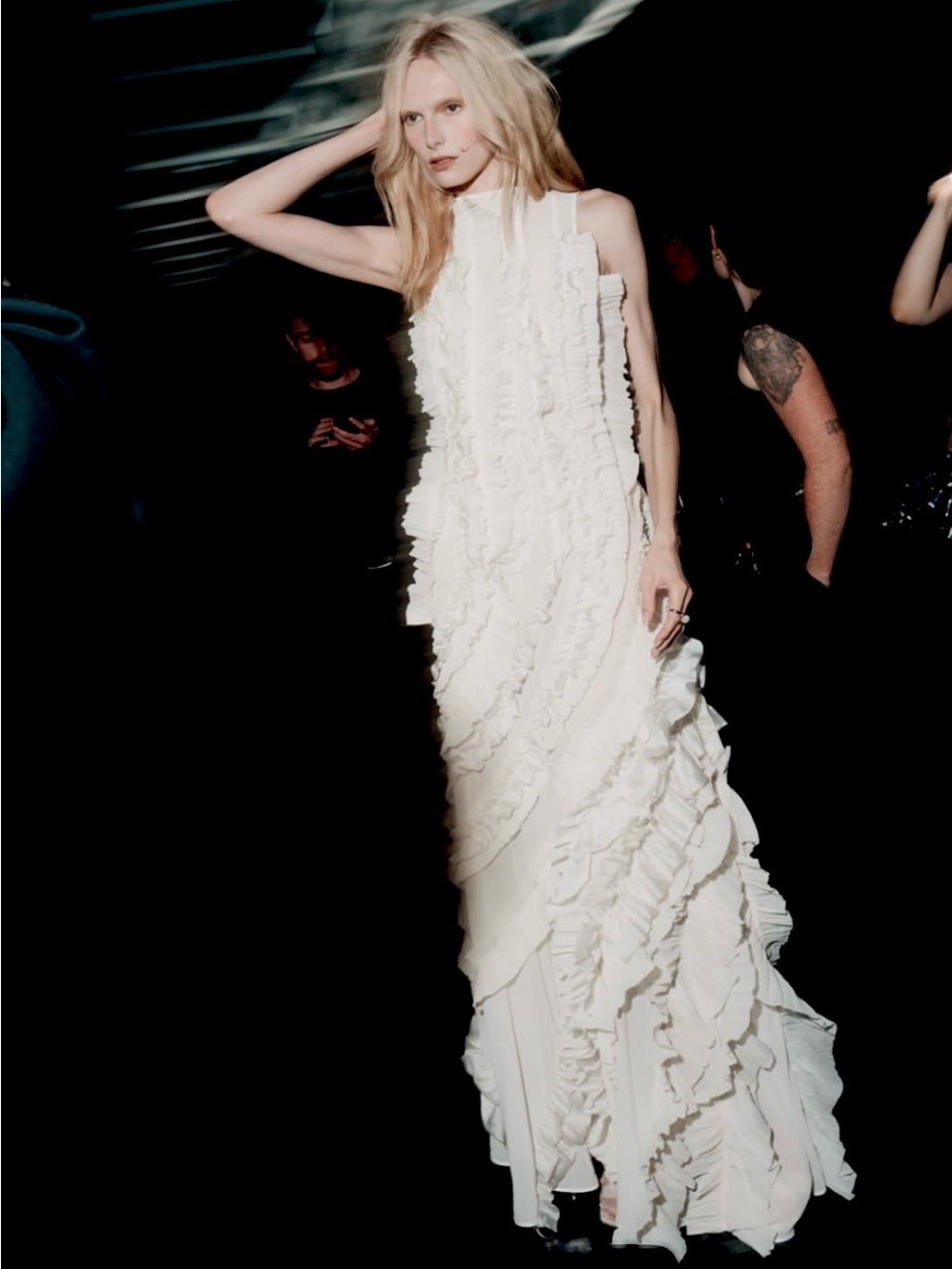 H&M EDITION NWT WHITE RUFFLED MAXI DRESS SIZE SMALL